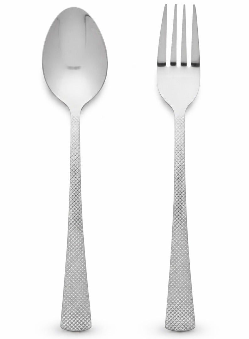 جيهام طقم ملاعق وشوك فاخر من الفولاذ المقاوم للصدأ للاستخدام المنزلي والمكتبي - أدوات مائدة مقاومة للصدأ وآمنة للاستخدام مع الطعام، بمقبض مانع للانزلاق، وأدوات مائدة مصقولة كالمرآة للاستخدام اليومي، وعلبة الغداء، والسفر، والمطاعم - Image 1